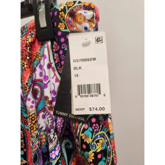 NWT Kenneth Cole Paisley Tummy Control Swim Shorts 1X - Picture 2 of 12